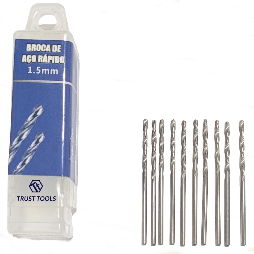 Kit 10 Broca Aço Rápido HSS 1,5mm*40mm - Trust Tools