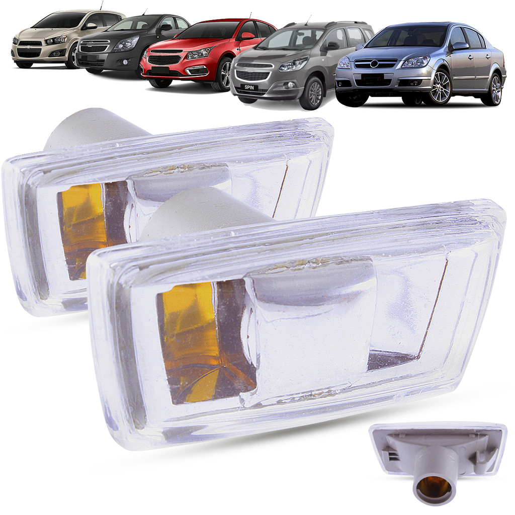 Par de Lanterna Pisca Seta Lateral Lisa Chevrolet Vectra Cobalt Spin Cruze Sonic
