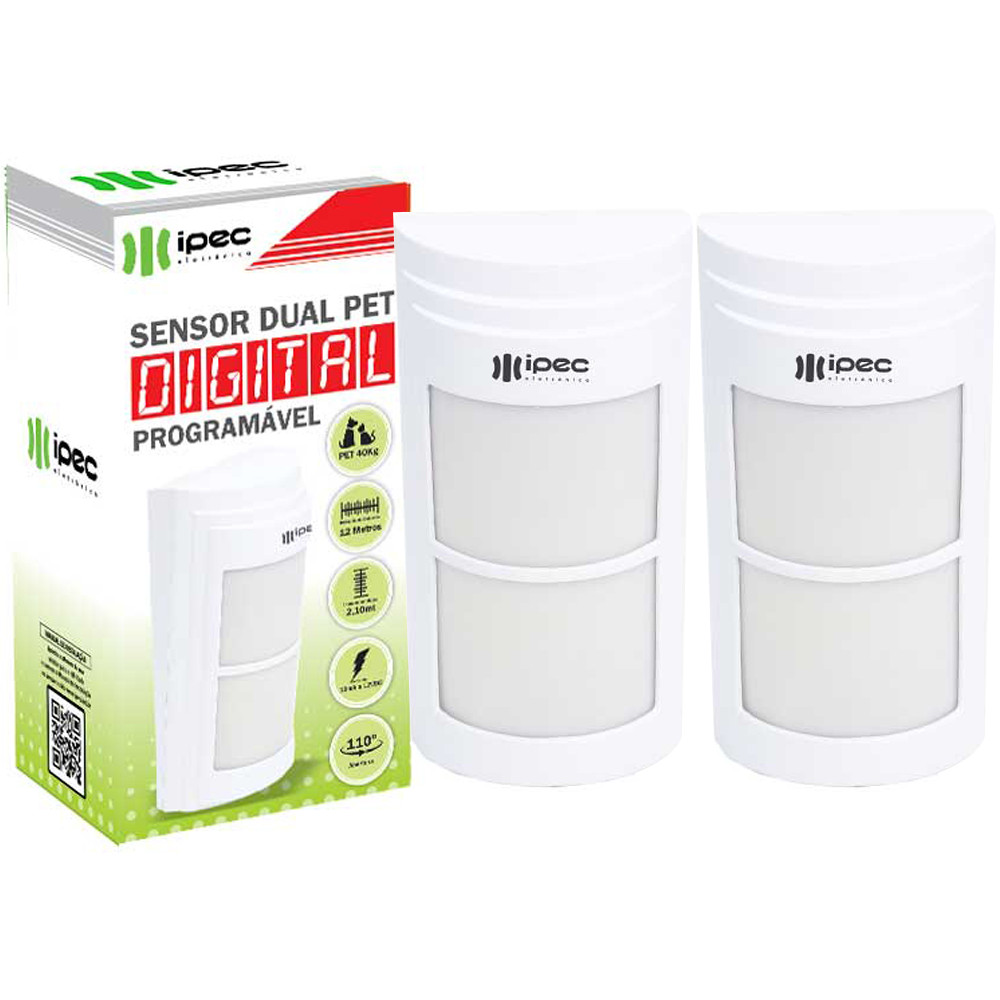 2 Sensor Dual Pet Digital Passivo com Fio Programável 40kg Ipec