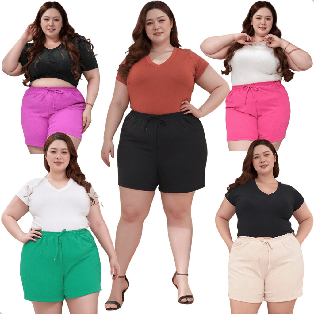 Kit 5 Shorts Feminino Bermuda Plus Verão Saída De Praia Leve Soltinho Calor Sol Passeio