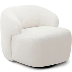 Poltrona Decorativa Orgânica Giratória Para Sala Living Barolo L06 Bouclê Branco - Lyam Decor