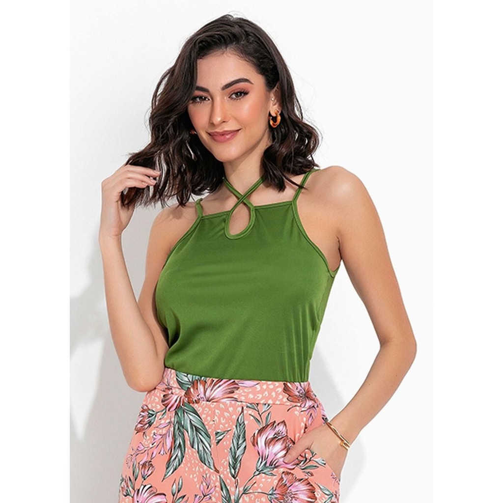 Blusa Decote Reto Com Gota E Alças Toda Pop Verde