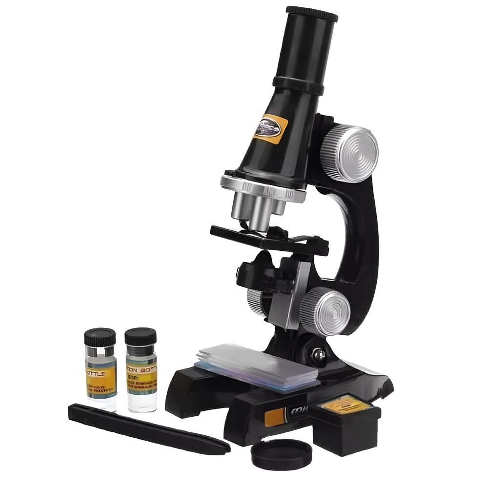 MICROSCÓPIO EDUCACIONAL DE MESA COM AMPLIAÇÃO DE ATÉ 450X, LED E KIT COMPLETO PARA LABORATÓRIO