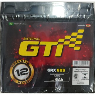 BATERIA SELADA GRX 6BS CG125/150/160 TITAN125/150/160 NXR BROS TODAS 6AMPRES 12V SELADA GTI em Oferta na Shopee