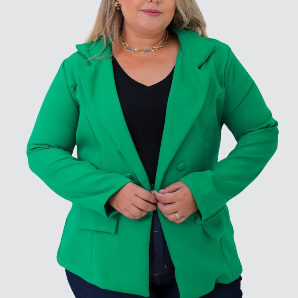 Blazer Plus Size C/ Botão Forrado Alfaiataria G1 G2 G3