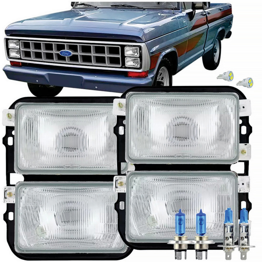 Par Farol Duplo Vidro Ford F1000 F4000 1985 86 À 1991 + Lamp