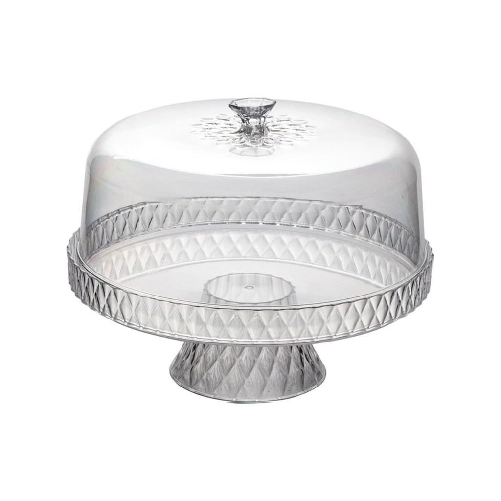 Boleira De Plástico Com Tampa Pé E Prato Para Bolo E Torta Com Borda Alta Plasútil em Oferta na Shopee