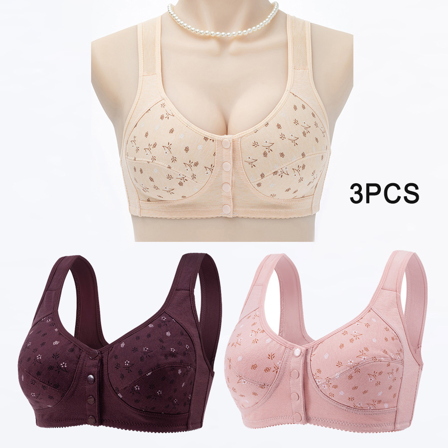 3 Peças De Sutiãs Plus Size Sem Aro Com Fecho Frontal Sutiãs De Maternidade Roupa Íntima Para Amamentação em Oferta na Shopee