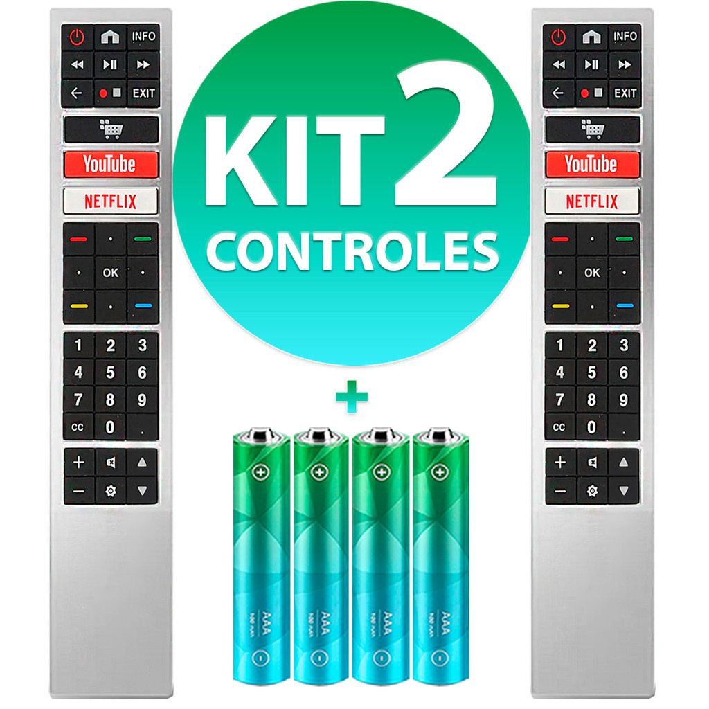Kit Controle Remoto Compatível Tv Aoc Smart 4k Led Botão Youtube Netflix