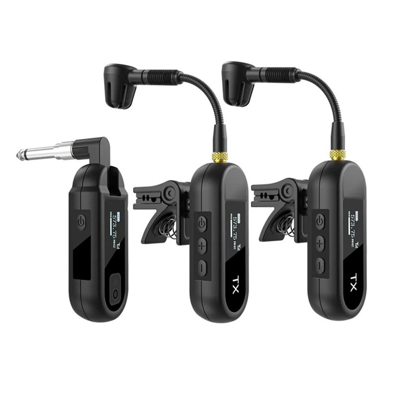 Sistema De Microfone De Saxofone Sem Fio UHF Com Clipe Para Instrumento Musical Recarregável 6.35/3.5 Mm
