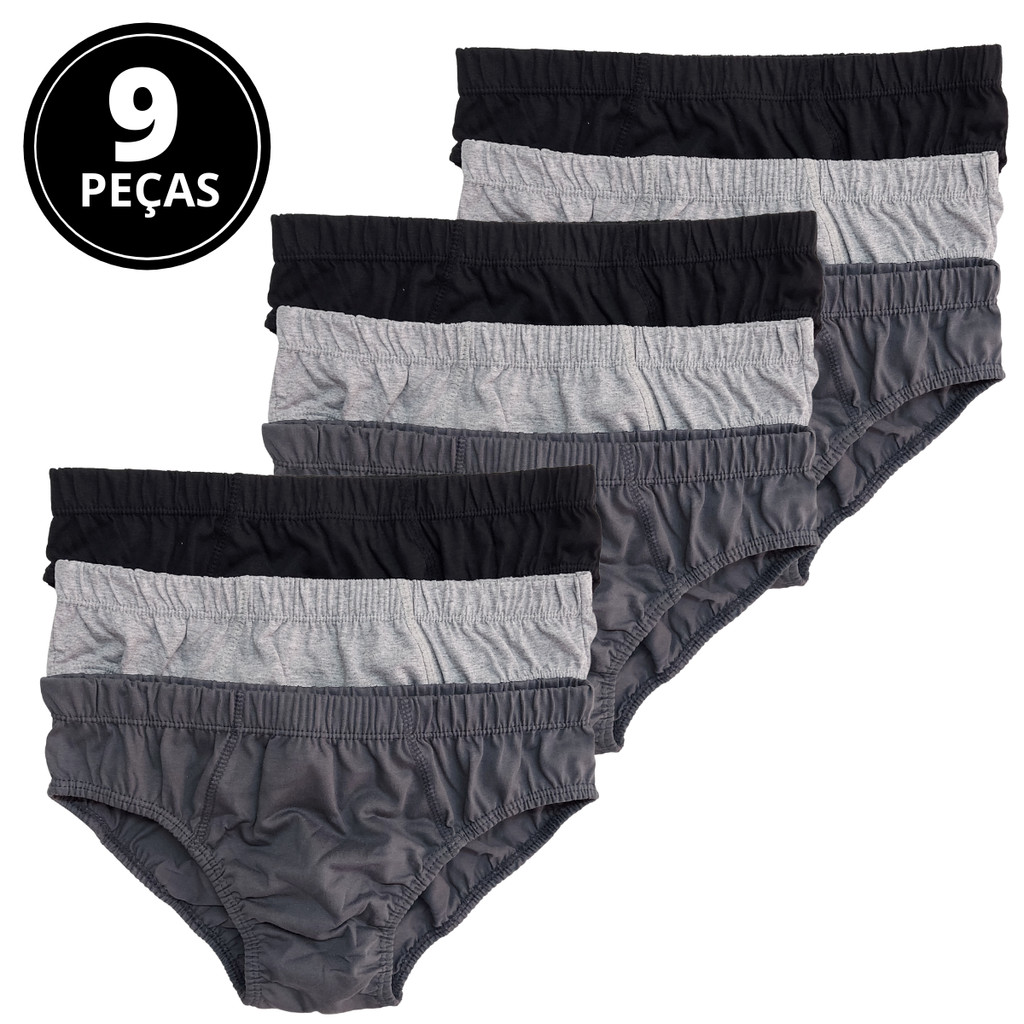 Kit 9 Cuecas Slip Adulto Algodão Selene 11910 em Oferta na Shopee