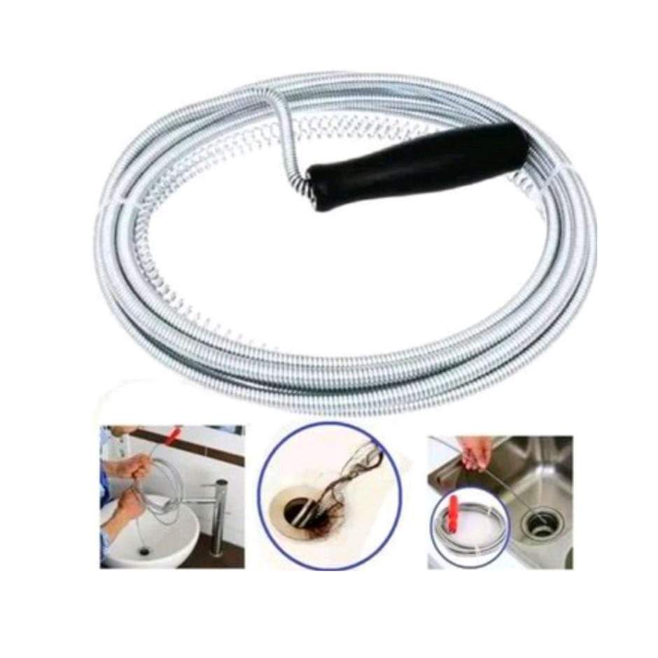 OFERTA Desentupidor Tubulação 1,3m Manual Flexível Aço Cano Para Ralo Pia Banheiro Cozinha Encanação universal