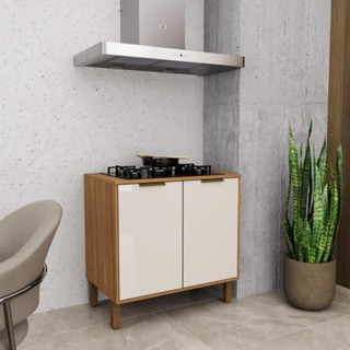 Balcão de Cozinha 80cm 2 Portas Xangai Freijó/Off-White em Oferta na Shopee