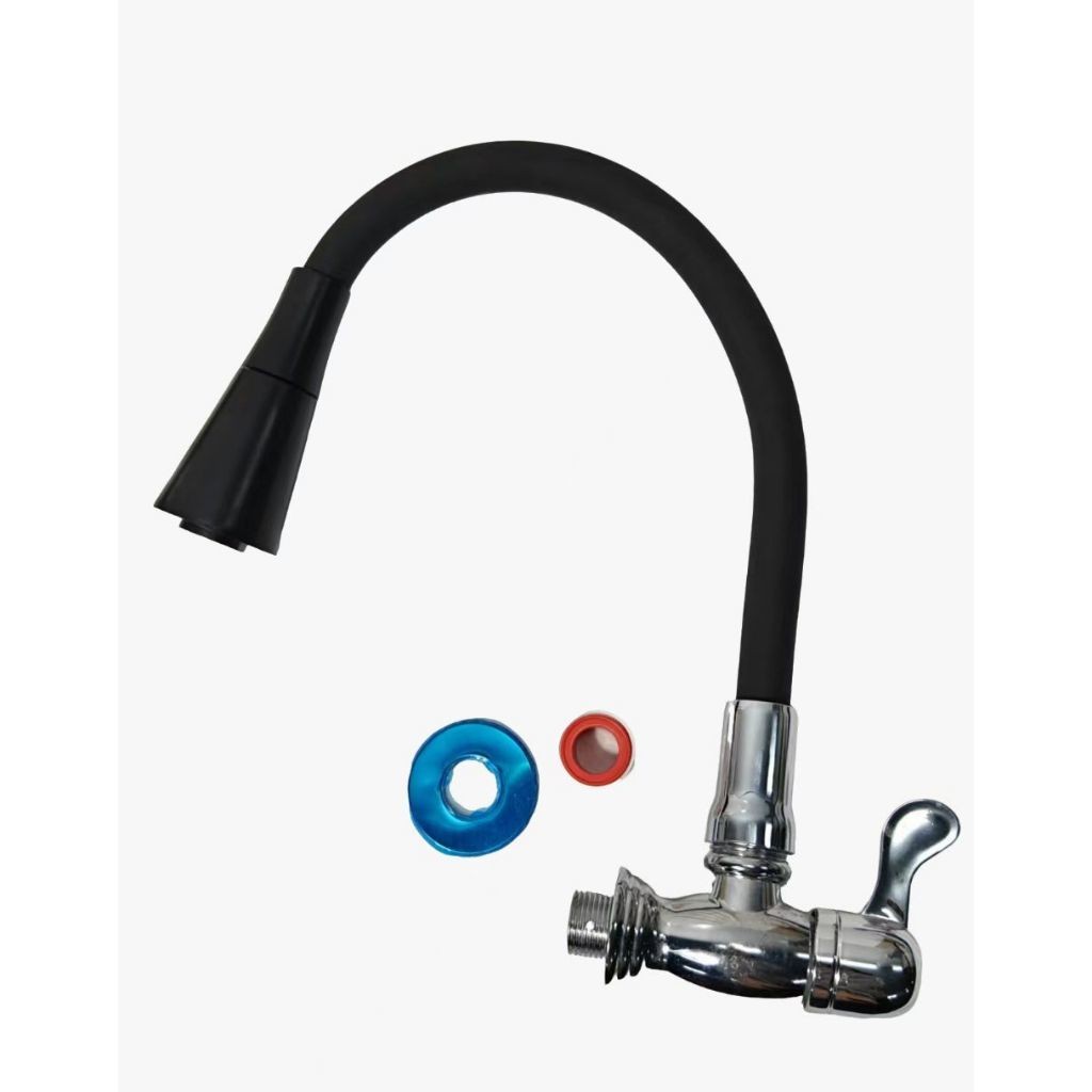 Torneira cozinha parede preta/Prateado flexível Duplo Jato Cone 1/4 de Volta Top Linha