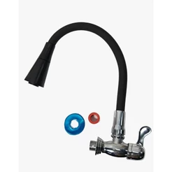 Torneira cozinha parede preta/Prateado flexível Duplo Jato Cone 1/4 de Volta Top Linha