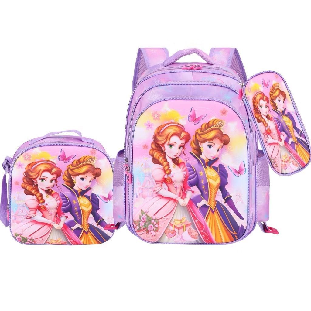 Kit 3 Em 1 Mochila Infantil 3D PU Escolar Saco Conjunto Menina Bonito Dos Desenhos Animados Do Bebê Meninas