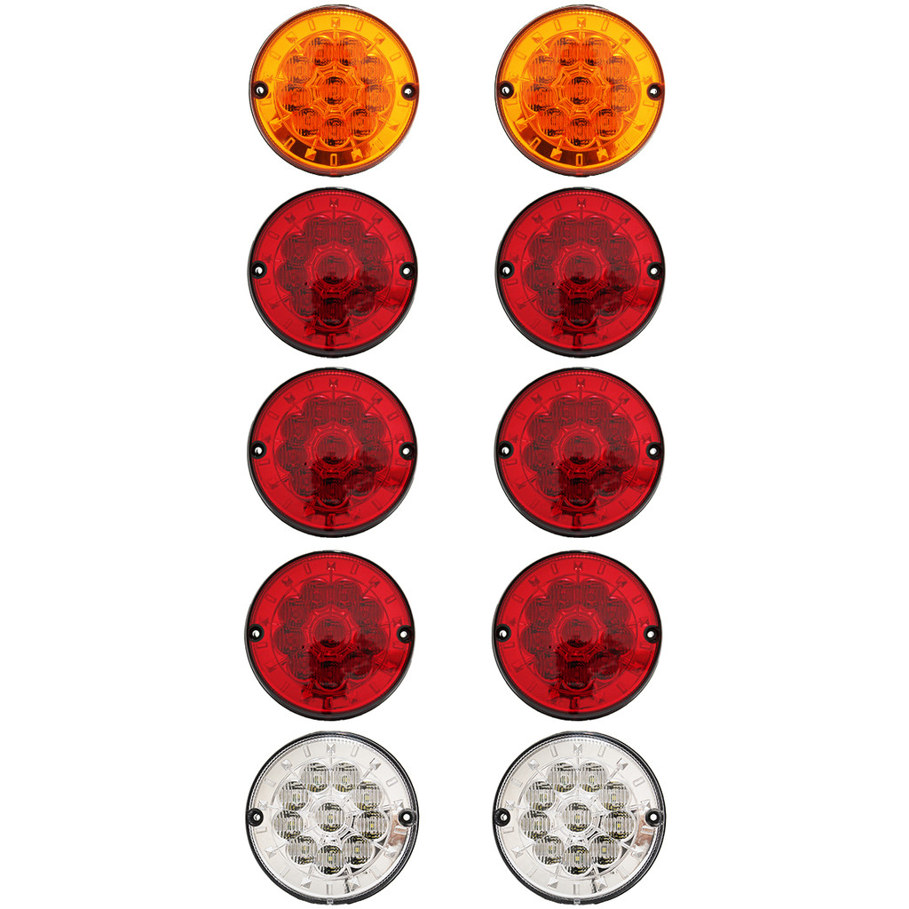 10 Lanterna Traseira 125mm Ônibus Caminhão Carreta 10 LED 12V