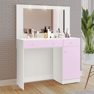 Penteadeira Diva 100% MDF Tuboarte 1 Porta 2 Gavetas 3 Luminárias em Oferta na Shopee