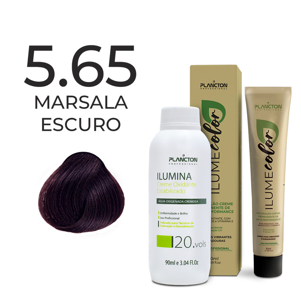 KIT ILUME COLOR PLANCTON - 5.65 MARSALA ESCURO + OX ILUMINA 20V