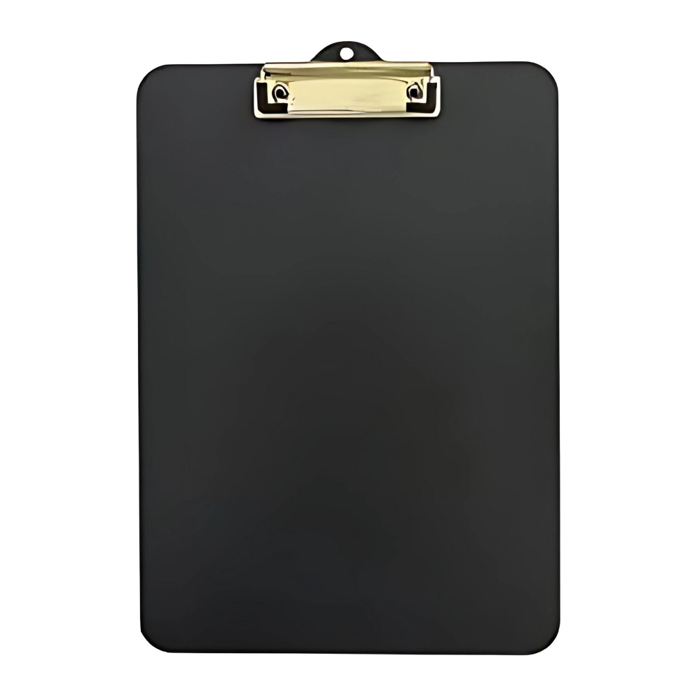 Prancheta Stalo Office Black Tamanho Ofício Preta com Prendedor Metalizado Gold (Dourado)