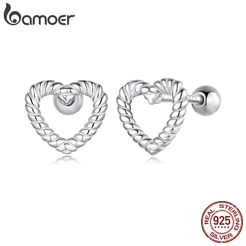 Brincos De Prata Esterlina 925 Com Design Original BAMOER , Joias De Coração , Presentes Para Mulheres