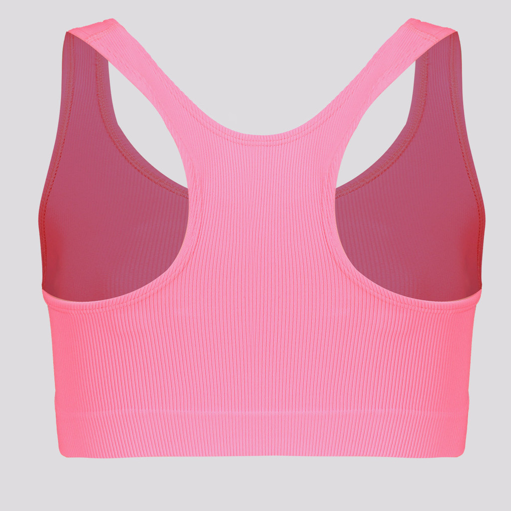 Detalhes do Top Canelado Selene Sem Costura Feminino Rosa Neon