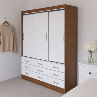 Guarda Roupa Casal Isabela 03 Portas 09 Gavetas - Evidencia Moveis em Oferta na Shopee