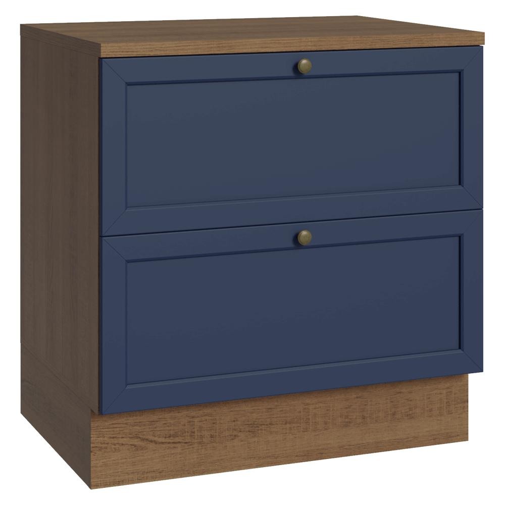 Balcão de Cozinha 80 cm 2 Gavetas Rustic/Azul Vik Madesa