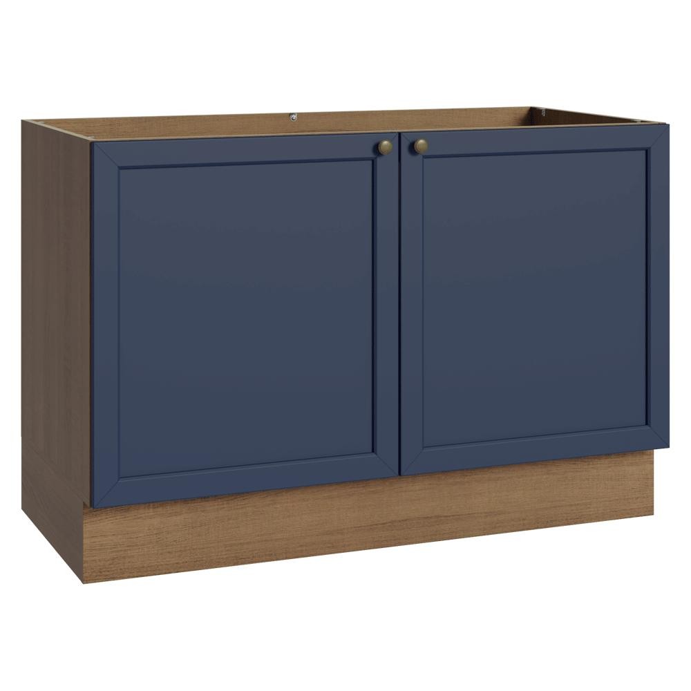 Balcão Gabinete de Pia 120 cm (Sem Tampo) Rustic/Azul Vik Madesa