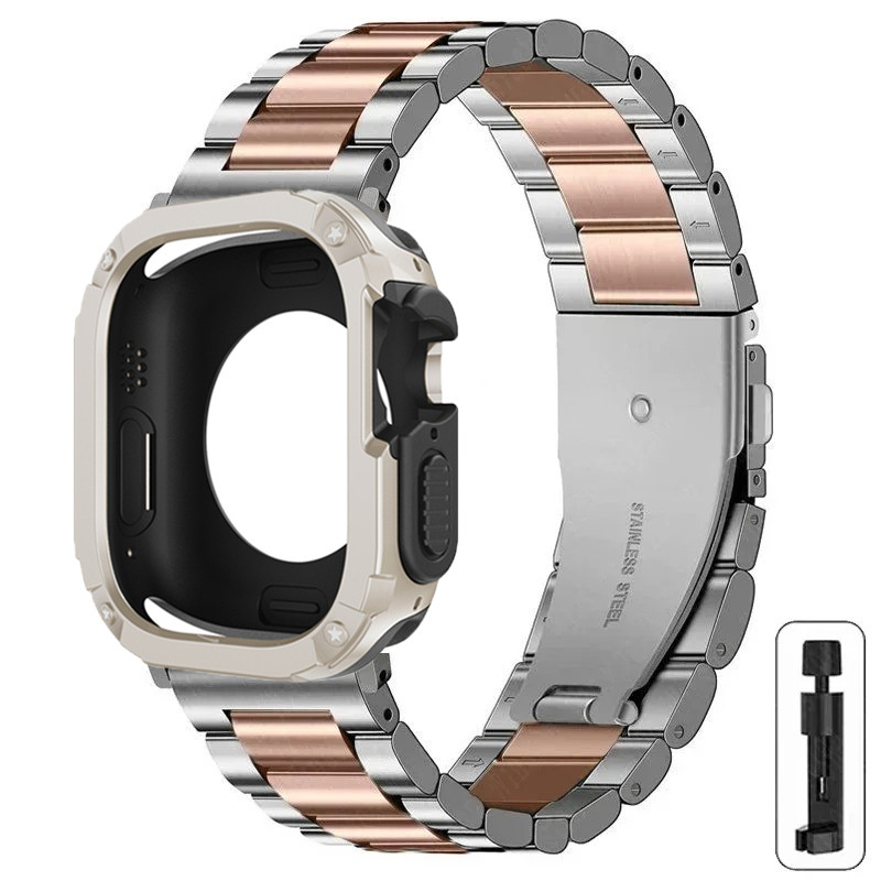 Pulseira De Aço Inoxidável+Bumper 2 em 1 Capa Kit Para Apple Watch 10 11 42mm 46