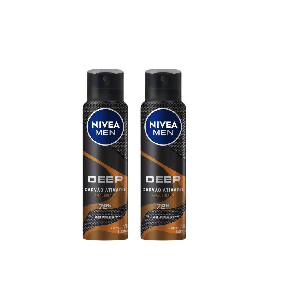 Kit 2X 150ml Desodorante Nivea Men Deep Amadeirado Aerosol Antitranspirante 48h - Beauty