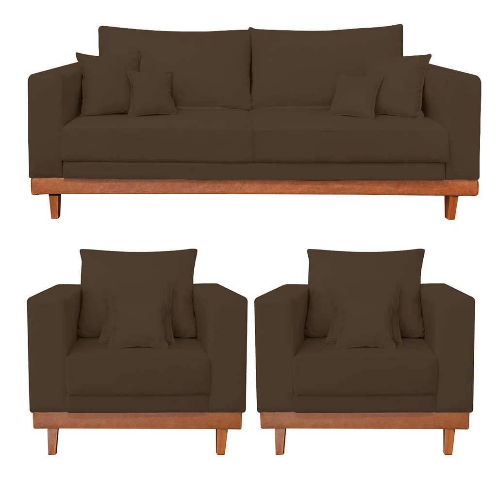 🔥 _REINVENTE SEU ESPAÇO COM CONFORTO! 🛋️✨_  
_Kit 2 Poltronas + Sofá 3 Lugares Reforçado_

✅ Sofá espaçoso e confortável para momentos de relaxamento!  
✅ Base de madeira reforçada, garantindo durabilidade e resistência!  
✅ Estofado em suede, um toque de