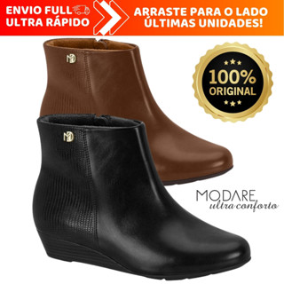 Bota Feminina Salto Baixo Anabela Cano Curto Modare Ultraconforto em Oferta na Shopee