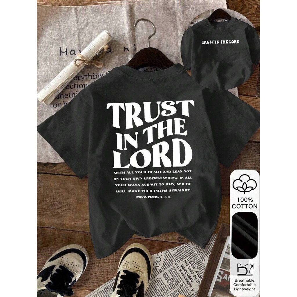 Tshirt Feminina Estilosa Estampada Trust In The Lord Lançamento Camiseta 100% Algodão Camisa Oversized Plus Size