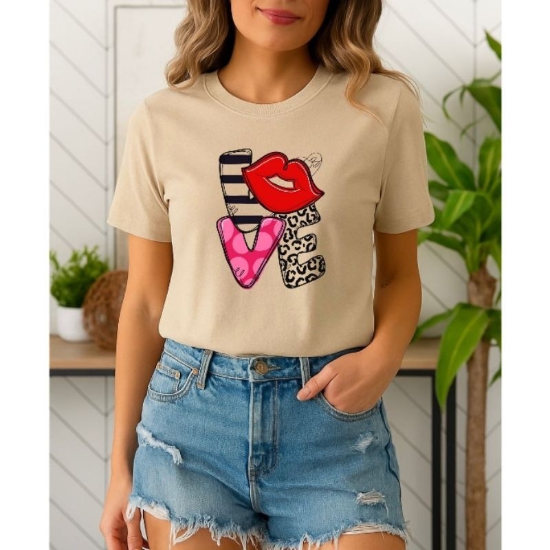 Blusa Feminina Algodão Camisa LOVE Estilosa Camiseta Algodão Estampada