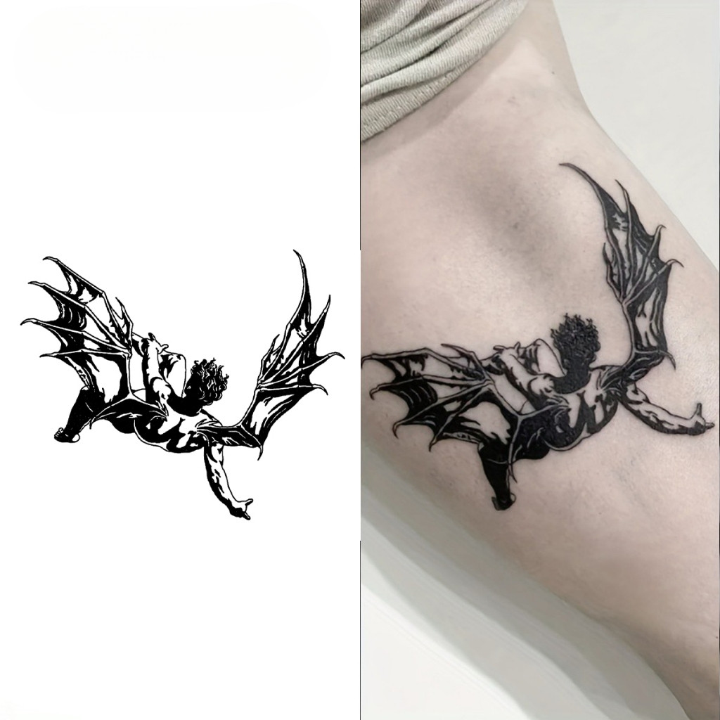 Tatuagem Temporária Homem com Asas, Dura até 15 Dias, Nova Tecnologia Mágica, Adesivo Semi-Permanente à Prova d'Água, Ac