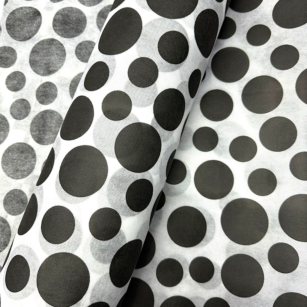 Tnt Estampado Multibolas Preto fundo branco 1m x 1,40m
