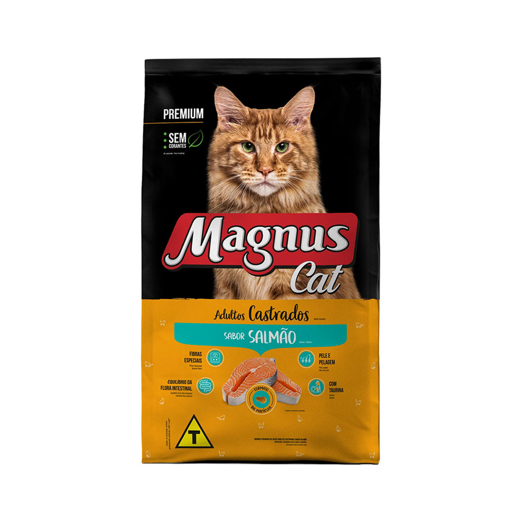 Ração Magnus Premium Gatos Adultos Castrados Salmão 20kg em Oferta na Shopee
