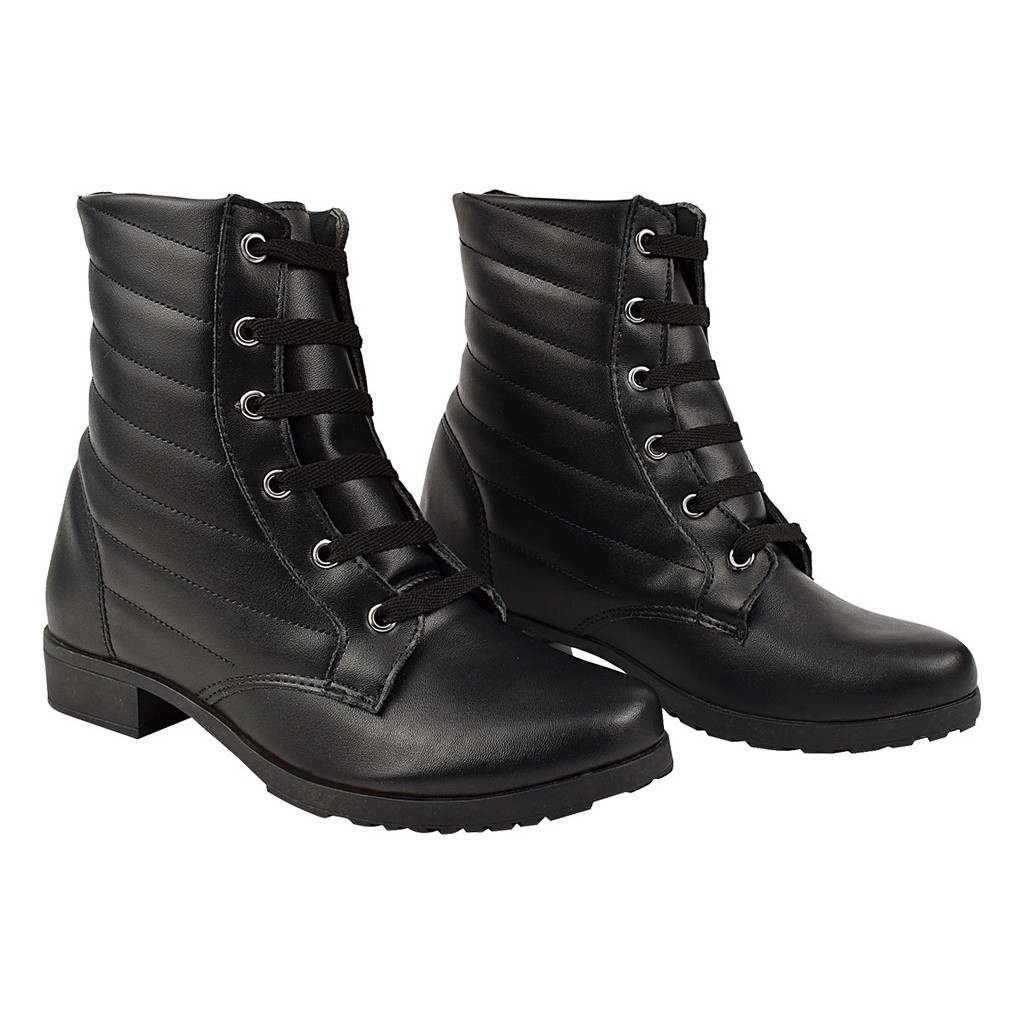 Bota Feminina Salto Baixo Plataforma Cano Curto Coturno Leve Conforto