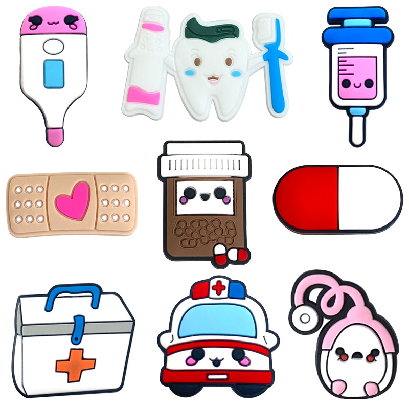 MEIDJ Encantos De Sapato 9 Acessórios De PVC Da Série De Cuidados Médicos Com Botão
