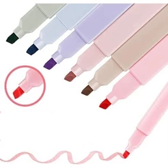 Kit 6 /12 Cores MARCA TEXTO PASTEL Protetor Olhos Caneta Ilumina Quadrada