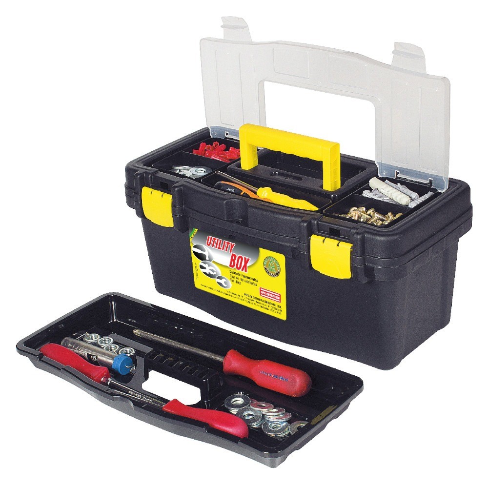 Caixa plástica para ferramentas 16" com bandeja - CF44 - São Bernardo - Home & Living
