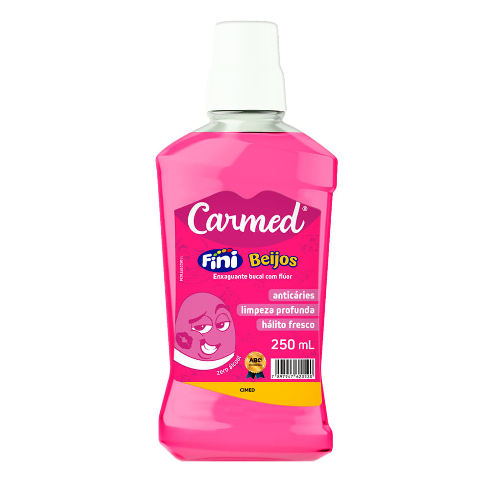 Enxaguante Bucal Carmed Fini Beijos com Flúor Zero Álcool 250ml - Mom & Baby