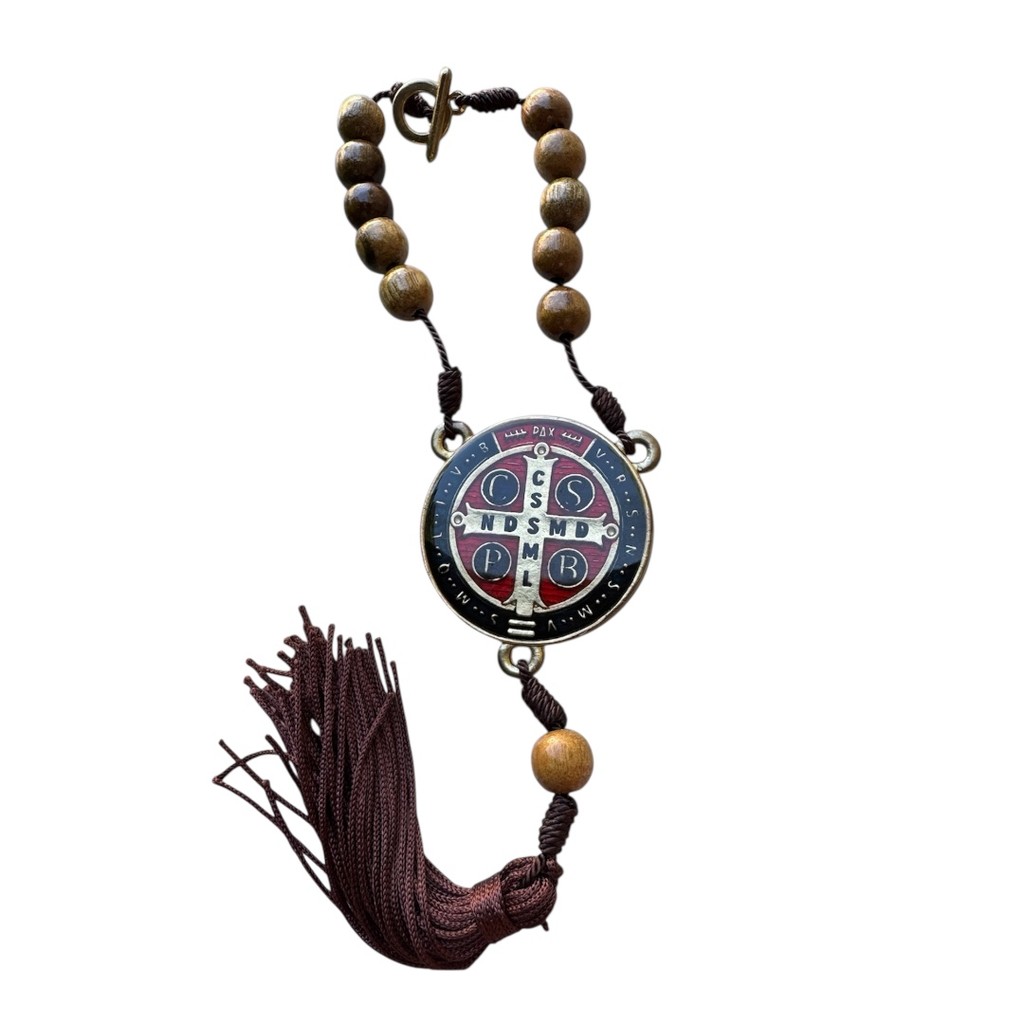 Dezena para Carro-Madeira Tradicional e Medalha Resinada de São Bento