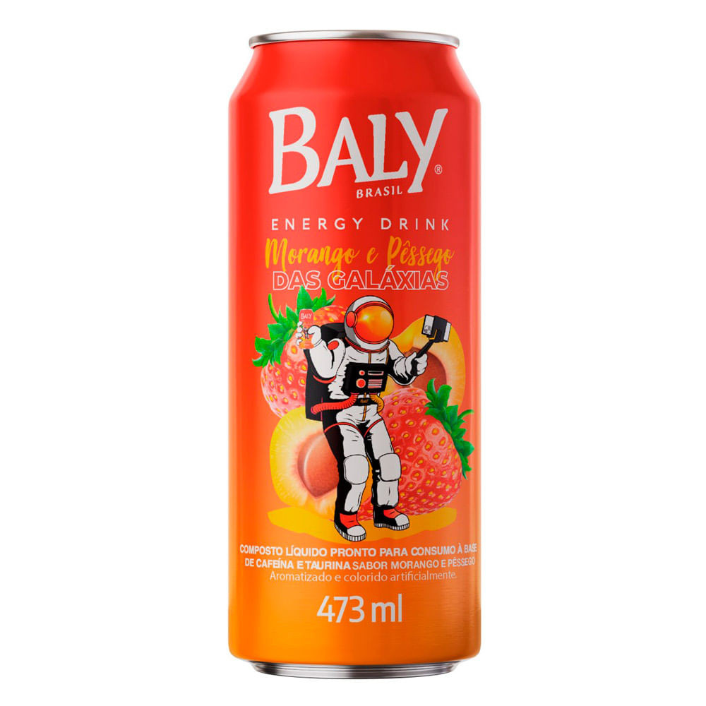 Energético Baly Morango e Pêssego das Galáxias 473ml - Food & Beverages