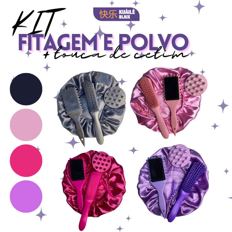 Combo Cachos Perfeitos com Escova Onda, Polvo, Massageador Capilar e Touca de Cetim em Oferta na Shopee