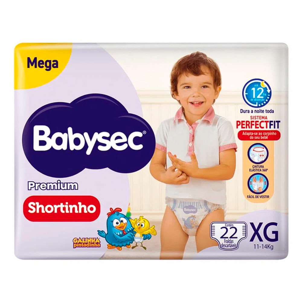 Fralda Shortinho Babysec Premium Tamanho XG com 22 Fraldas Descartáveis - Mom & Baby