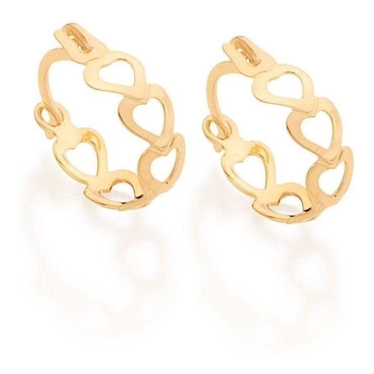 Brinco Rommanel Folheado Ouro Infantil Argola Coração Original 523351 em Oferta na Shopee