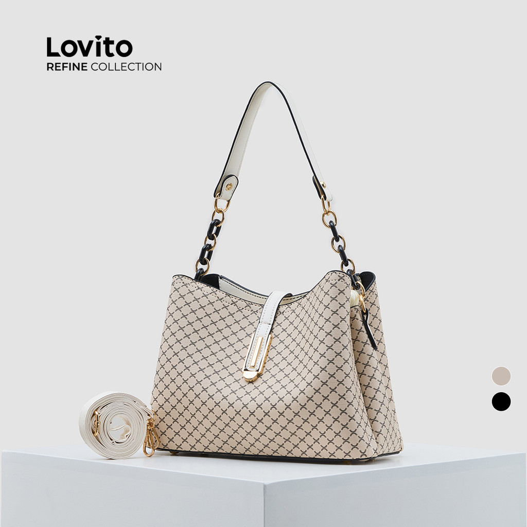 (Lovito Refine) Elegante simples grande bolsa de ombro pequena para mulheres LFAR11016 em Oferta na Shopee