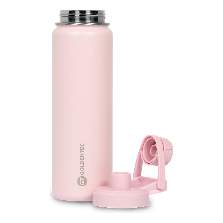 Garrafa Térmica Inox Goldentec 750 ml para bebidas quentes ou frias com tampa com bico e base emborrachada - Rosa Claro em Oferta na Shopee
